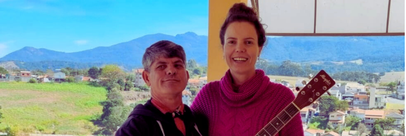 Nilsinho e Camila na gravação do Música & Ambiente, episódio 7